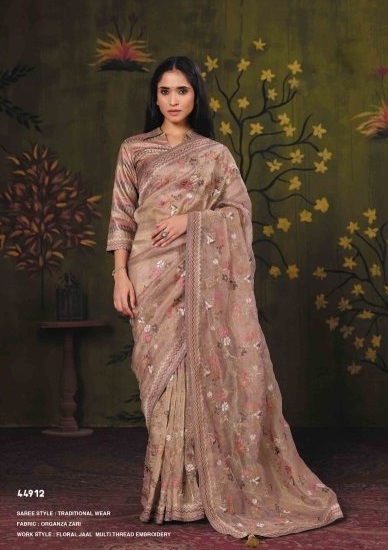 Beige Colour Norita 44900 Rooh By Mahotsav Organza Zari Sequence Work Designer Saree 44912 